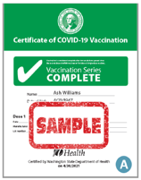 Certificate of COVID-19 Vaccination - Sample