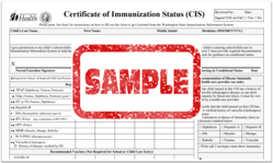Certificate of Immunization - Sample