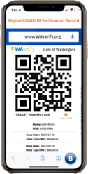 WA verify SMART Health Card QR code - Sample