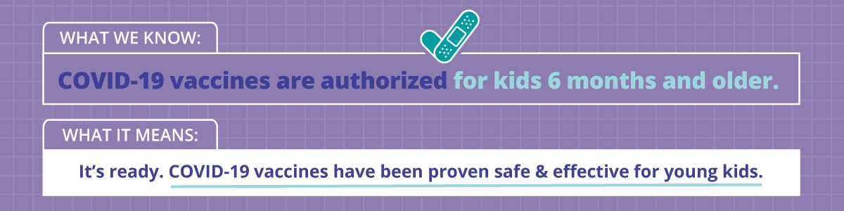 What we know: The Pfizer COVID-19 vaccine is authorized for kids ages 5+. What it means: It's ready. The Pfizer COVID-19 vaccine has been proven safe and effective for young kids.