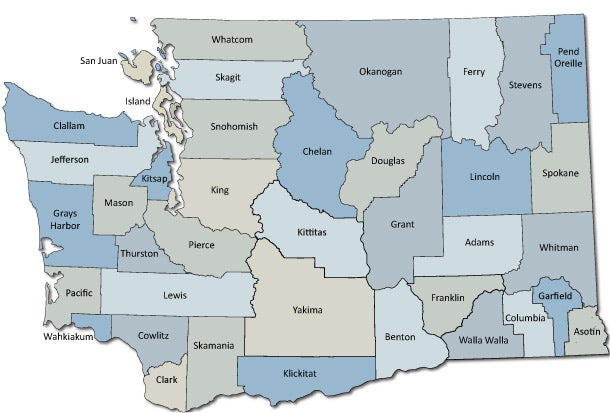 Washington State Map by County