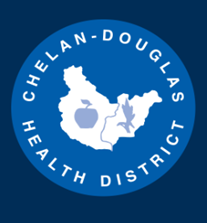Chelan Douglas Health District logo, circle with white on blue background