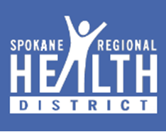 Spokane Regional Health District, white letters with blue background