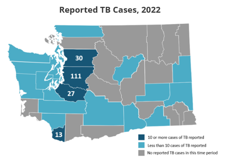Washington Map with TB data for 2022