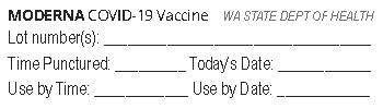Popshop Moderna vaccine label