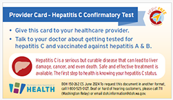 Provider Card Hepatitis C confirmatory testing.