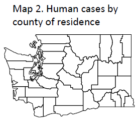Human cases by county of residence