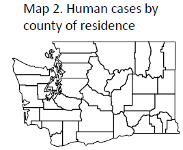 Human cases by county of residence