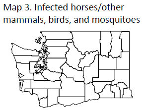 Infected horses/other mammals, birds, and mosquitoes.