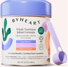 By Heart infant formula packaging with label
