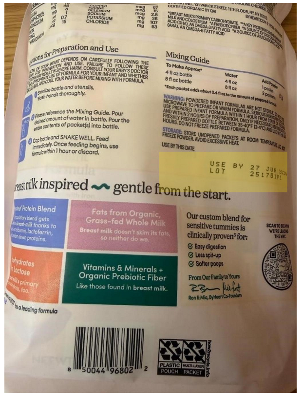 ByHeart Formula Package Back