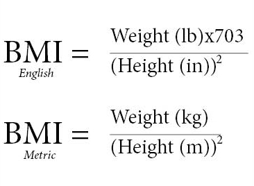BMI calculation formulas