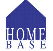 Purple outline of house with text HomeBase 