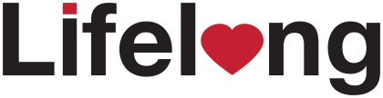 Logo with black letters and red heart in place of the letter 'o'