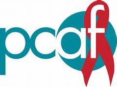 PCAF logo with green text and red AIDS ribbon