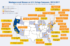Meningococcal Disease on U.S. College Campuses, 2013-2017