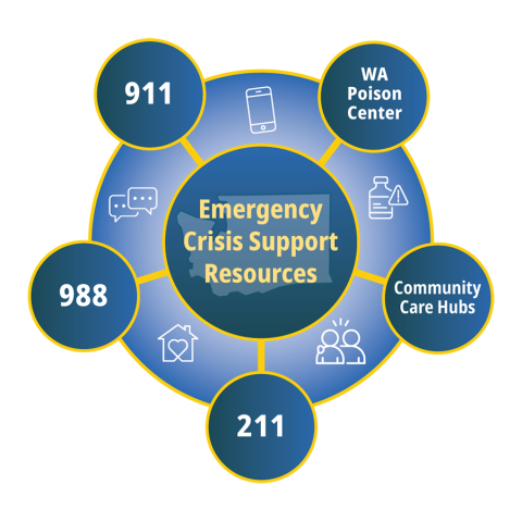 Graphic showing crisis support options for suicide prevention