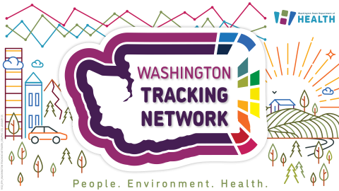 Washington Tracking Network logo within shape of Washington state