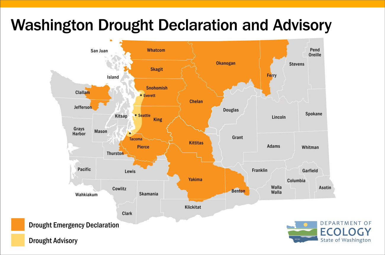 Map showing drought effects in Washington.