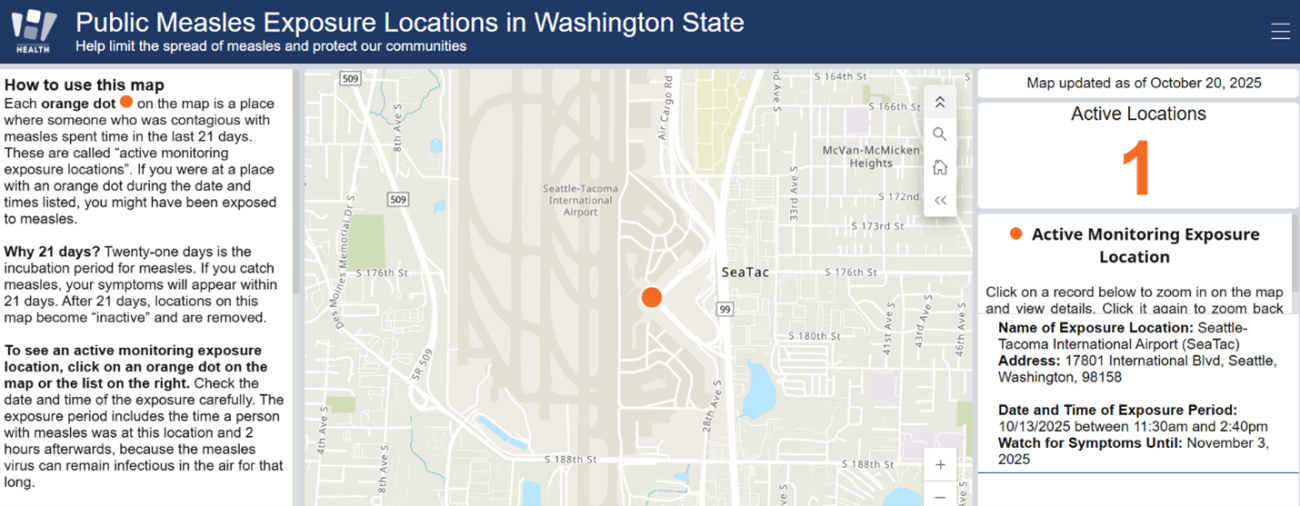 Mapping Tool for Public Measles Exposures Locations in Washington State
