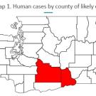 WA map with red section showing county with WNV cases