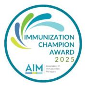 2025 Immunization champion award logo
