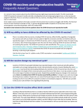 front of the COVID-19 Vaccines and Reproductive Health Frequently Asked Questions factsheet