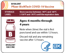 Single Pfizer Bivalent – Ages 6 months through 4 years label